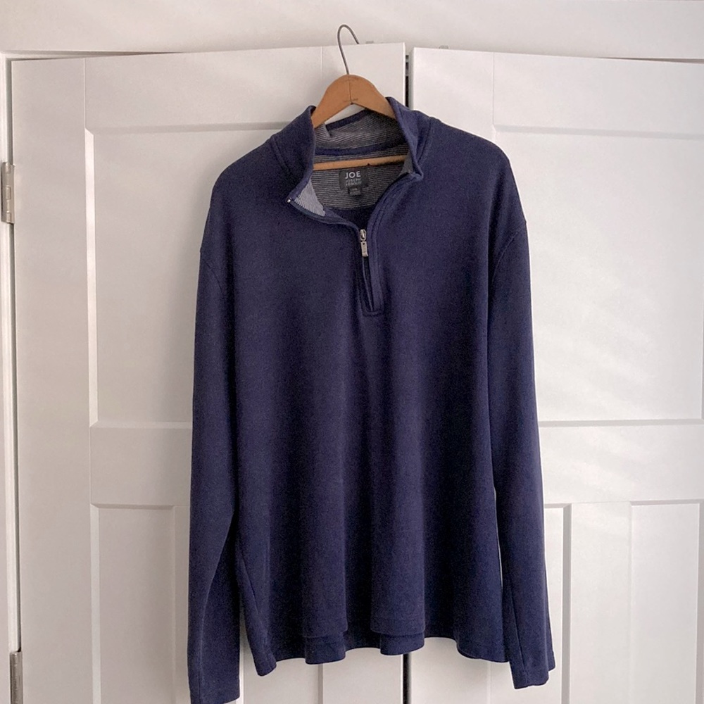 Men’s navy blue cotton quarter zip pullover sweater XXL